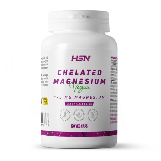 HSN Bisglicinato de Magnesio | 240 Cápsulas Veganas | 350mg Magnesio por Dosis Diaria 100% Glicinato de Alta Biodisponibilidad y Absorción | No-GMO, Vegano, Sin Gluten