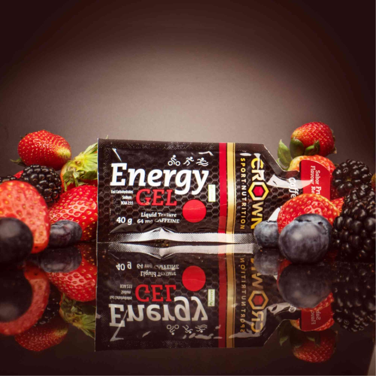 Crown Sport Nutrition Energy Gel | Carbs + BCAA, Arginine, Taurine & Electrolytes | Liquid Texture, Caffeinated & Free | Vegan | Allergen Free