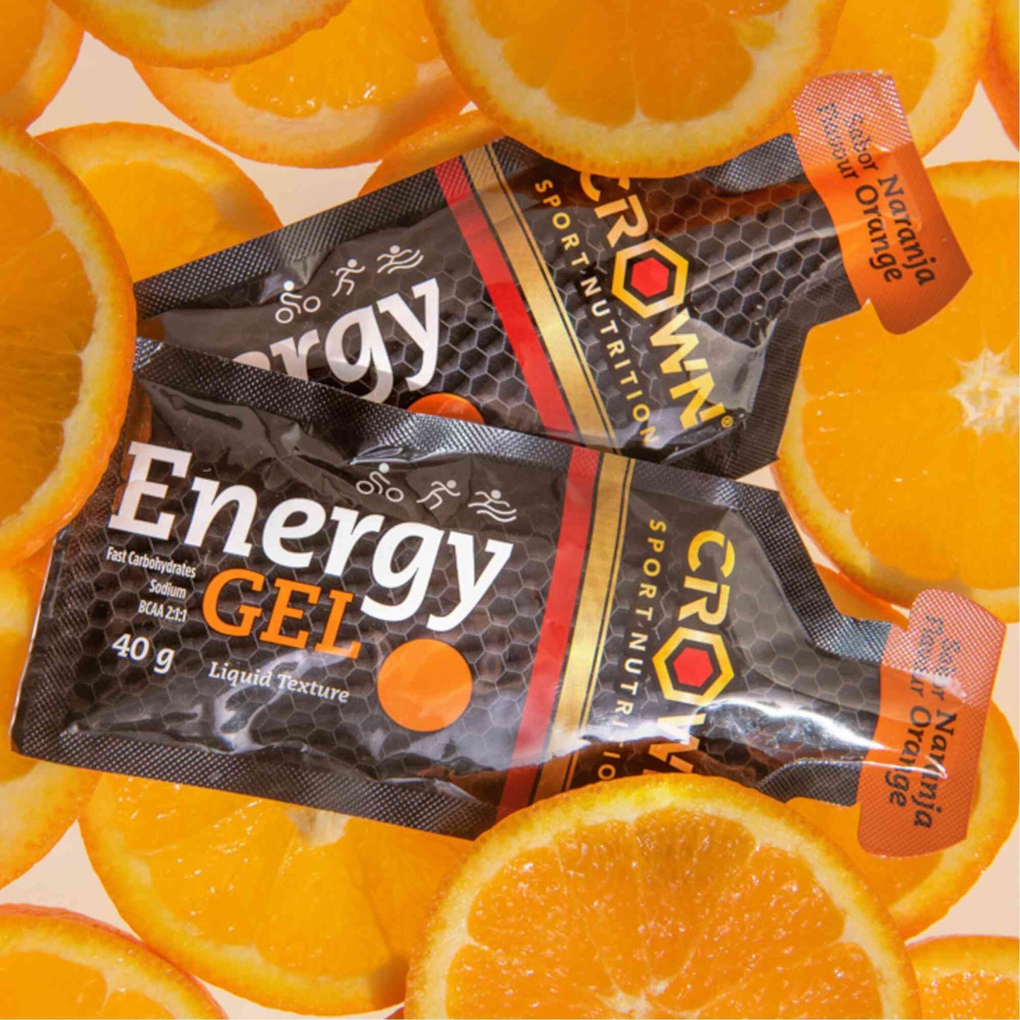Crown Sport Nutrition Energy Gel | Carbs + BCAA, Arginine, Taurine & Electrolytes | Liquid Texture, Caffeinated & Free | Vegan | Allergen Free