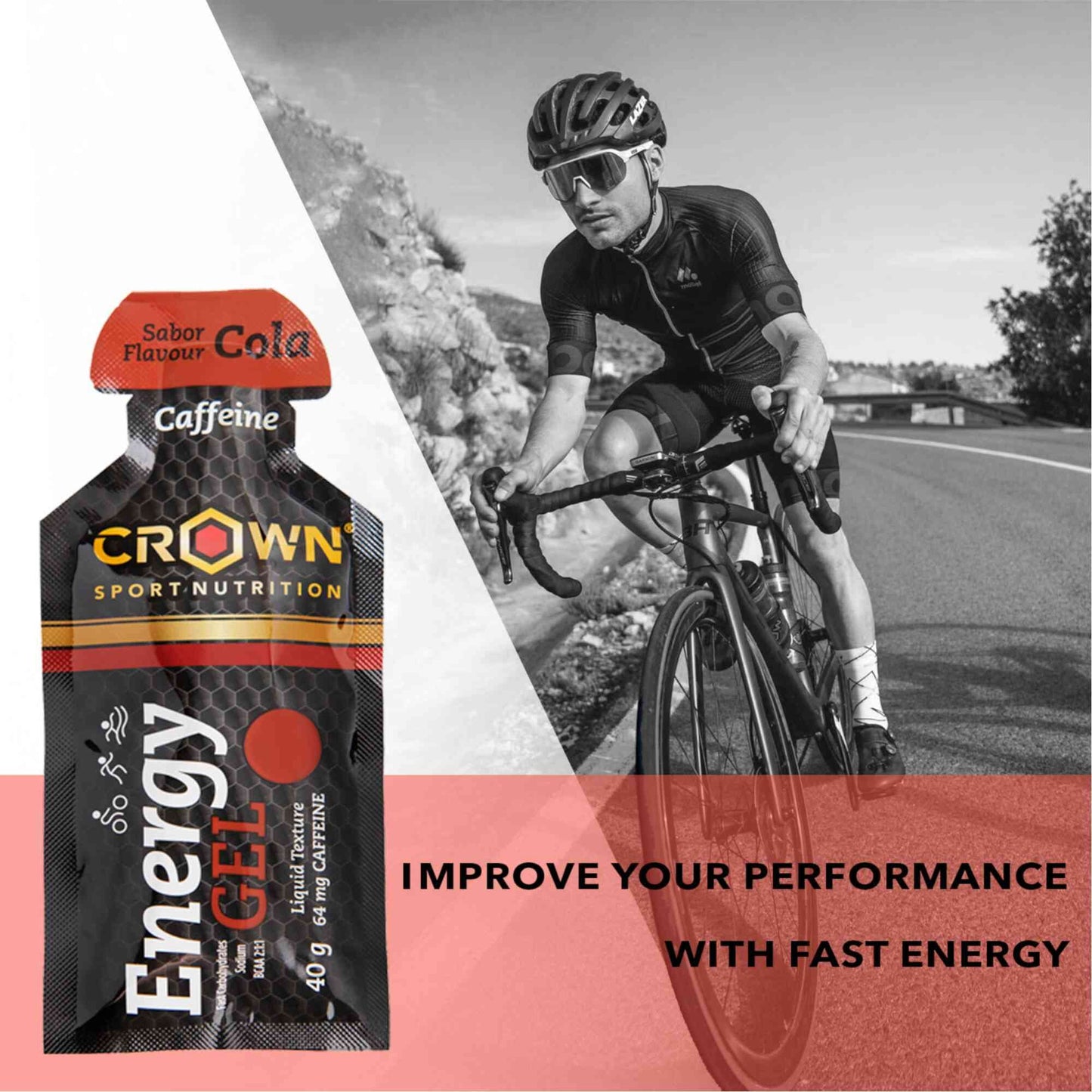 Crown Sport Nutrition Energy Gel | Carbs + BCAA, Arginine, Taurine & Electrolytes | Liquid Texture, Caffeinated & Free | Vegan | Allergen Free