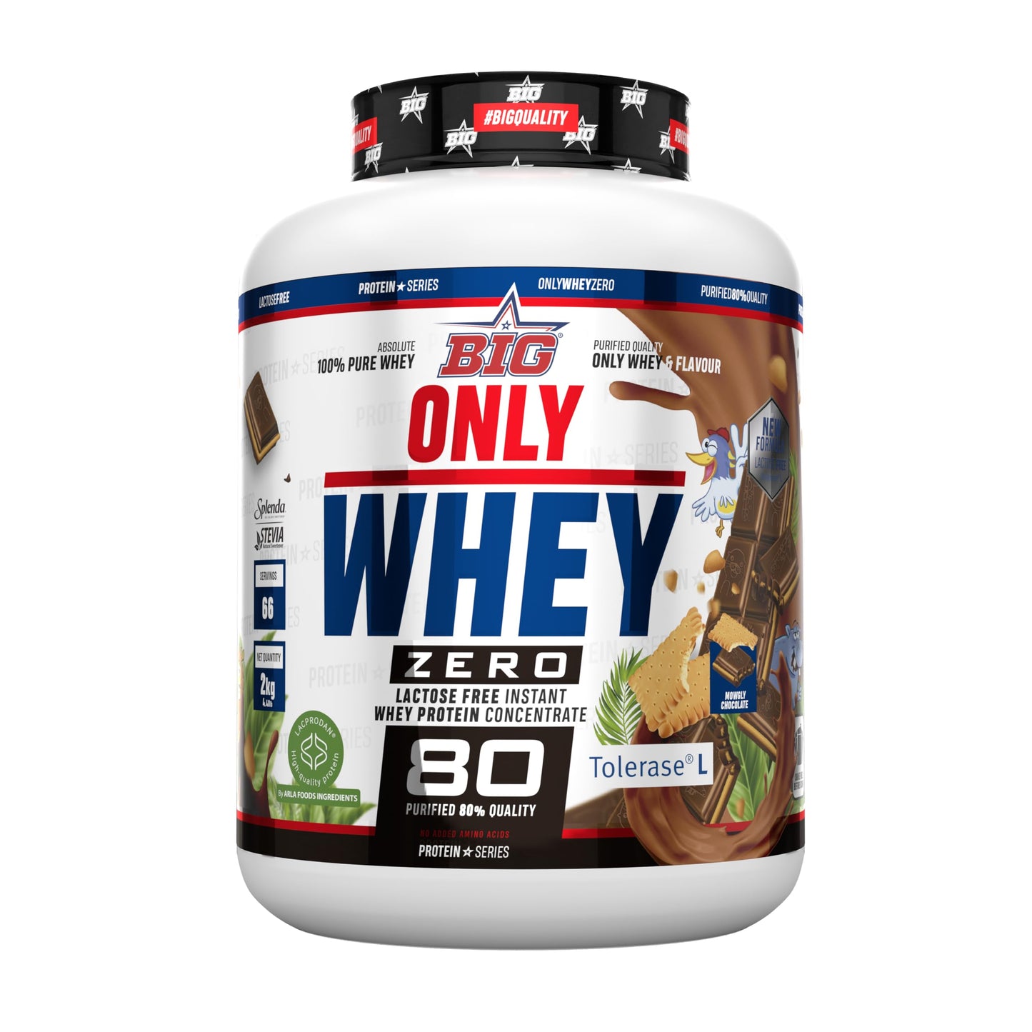 BIG - Whey Proteins - Protein Powder for Muscle Mass Development and Recovery - Premium Raw Material - Whey Protein Without Lactose, No Sugar, No Clumps (2 kg, Conguitos)