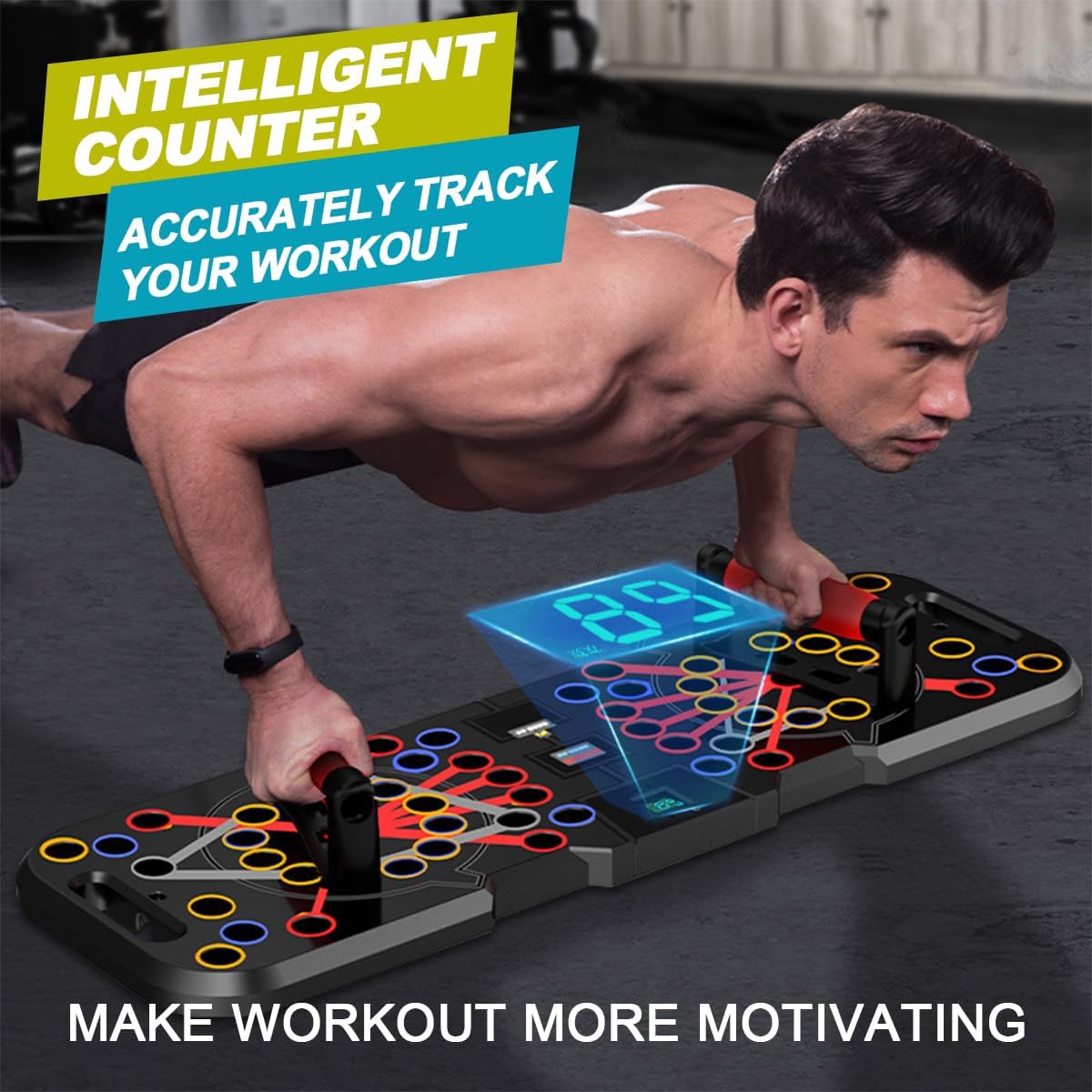 CRAZYROPE 41 in 1 Folding Push Up Board with Counter, Wide Push Up Board with Handle for Muscle Training and Strength Training (Accounting Model)
