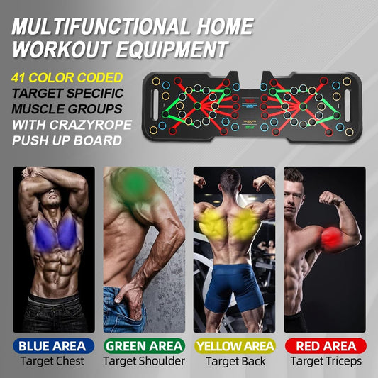 CRAZYROPE 41 in 1 Folding Push Up Board with Counter, Wide Push Up Board with Handle for Muscle Training and Strength Training (Accounting Model)