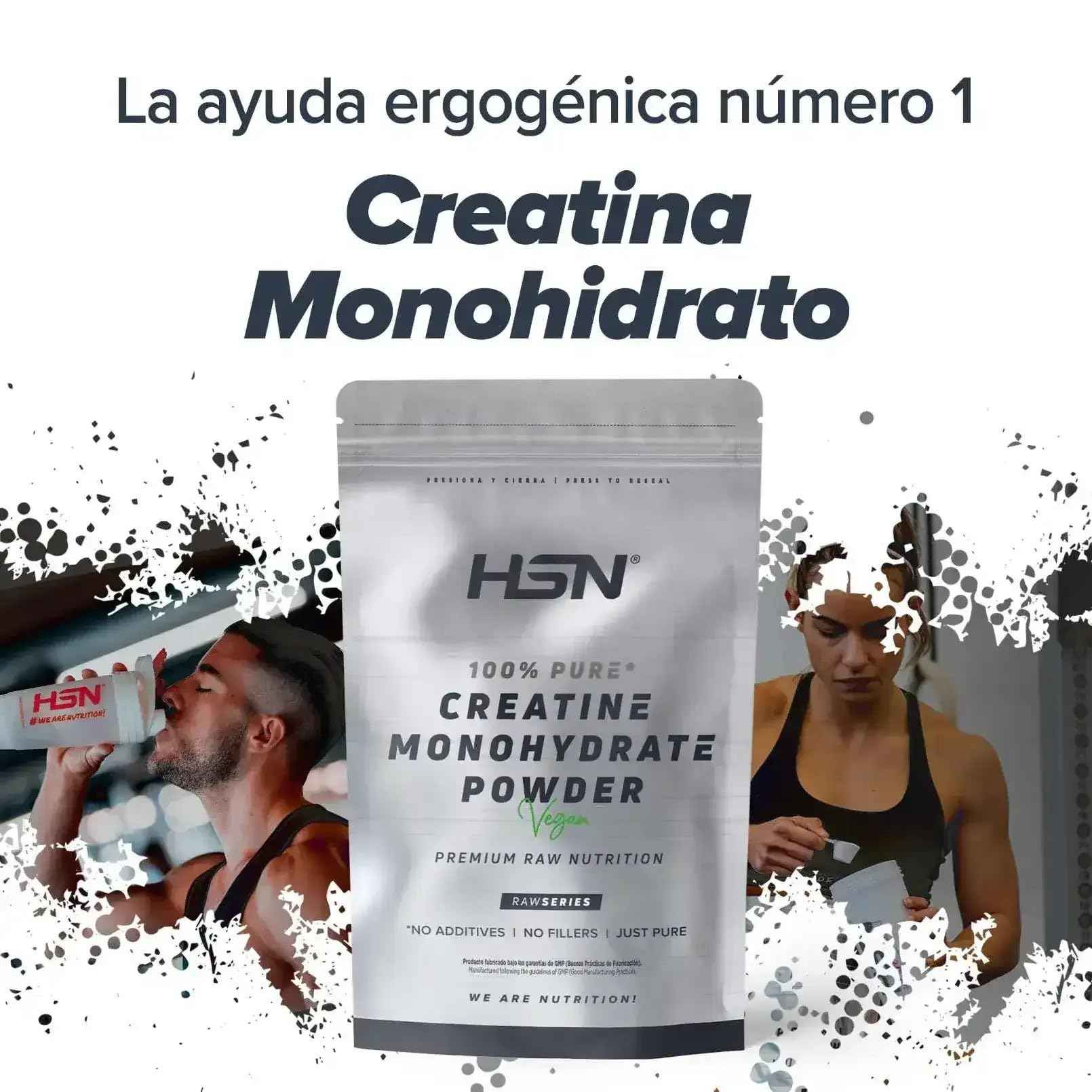 HSN Creatina Monohidrato en Polvo Sin Sabor 500g | 100% Monohidrato de Creatina Micronizada | No Incluye Dosificador | Sin Añadidos y Libre de Contaminantes | No-GMO, Vegano, Sin Gluten