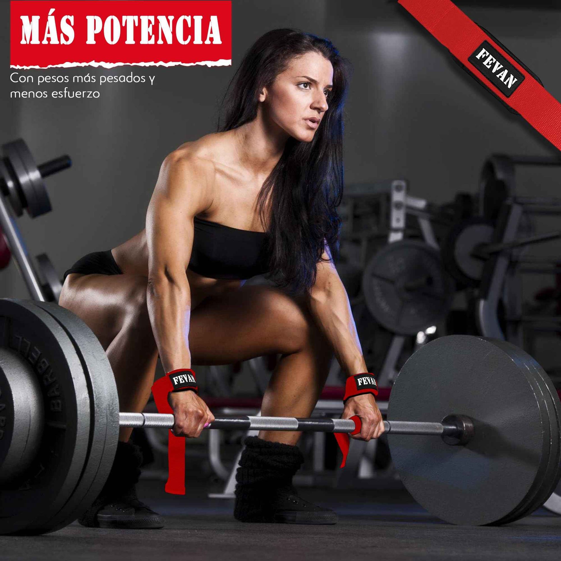 FEVAN Straps Gym - Levantamiento de Pesas - Correas Levantamiento de Pesas - Powerlifting - Agarre Gimnasio - Peso Muerto - Lifting Straps para Mujeres y Hombres