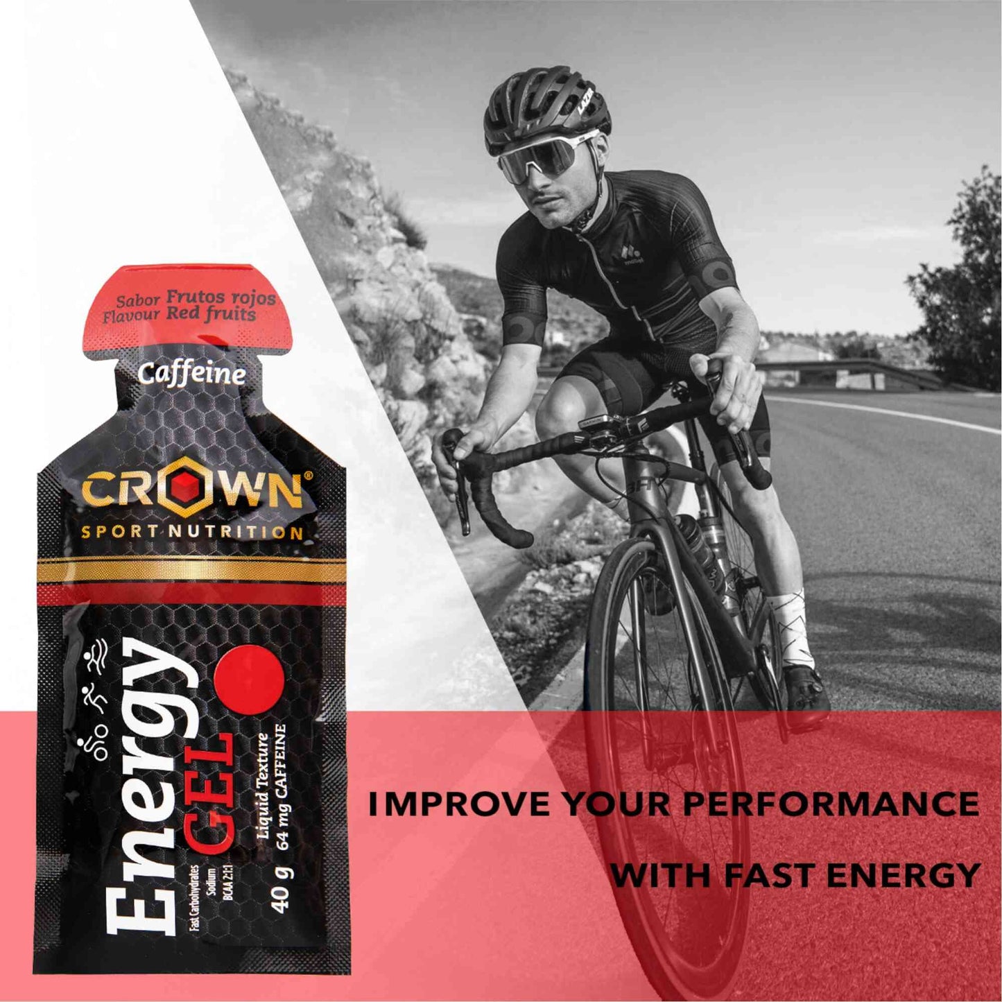 Crown Sport Nutrition Energy Gel | Carbs + BCAA, Arginine, Taurine & Electrolytes | Liquid Texture, Caffeinated & Free | Vegan | Allergen Free