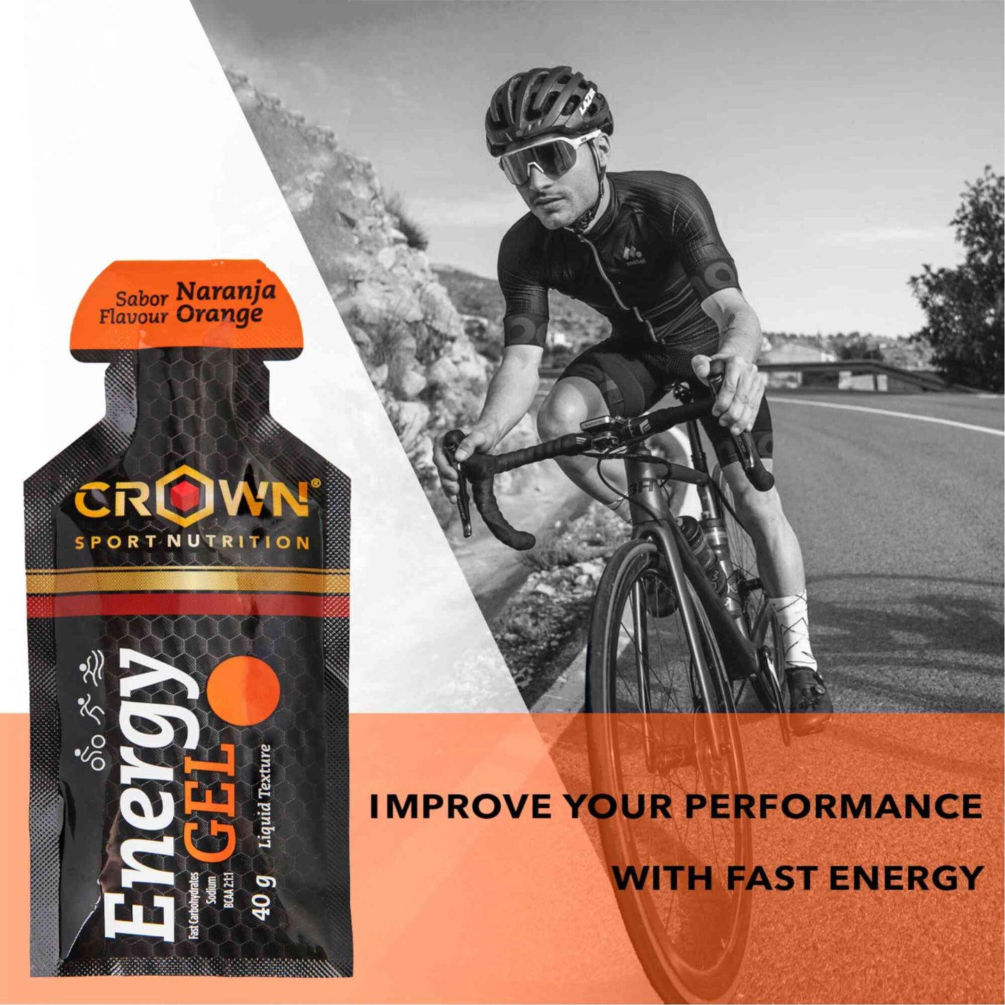 Crown Sport Nutrition Energy Gel | Carbs + BCAA, Arginine, Taurine & Electrolytes | Liquid Texture, Caffeinated & Free | Vegan | Allergen Free