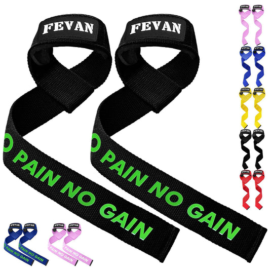 FEVAN Straps Gym - Levantamiento de Pesas - Correas Levantamiento de Pesas - Powerlifting - Agarre Gimnasio - Peso Muerto - Lifting Straps para Mujeres y Hombres