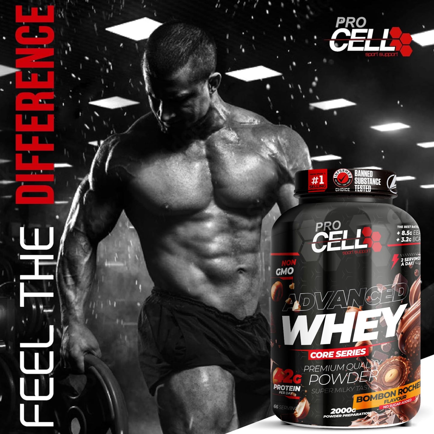 PACK Procell Proteinas Whey Advanced 2kG (White Choco & White Choco rings)+ Batido Monodosis + Shaker "REGALO" Proteina Whey concentrada Gana masa muscular proteina en polvo Batidos de Proteina
