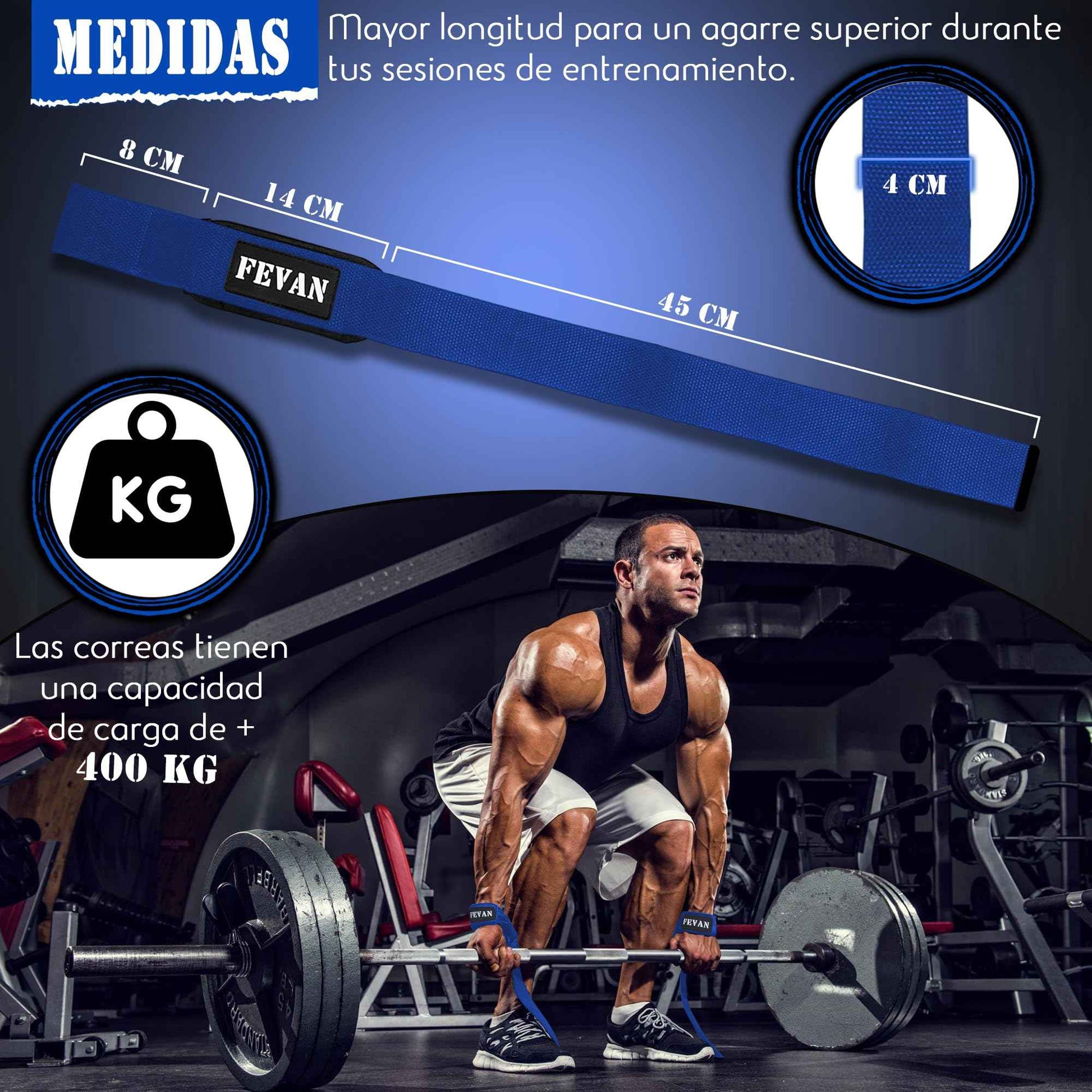 FEVAN Straps Gym - Levantamiento de Pesas - Correas Levantamiento de Pesas - Powerlifting - Agarre Gimnasio - Peso Muerto - Lifting Straps para Mujeres y Hombres