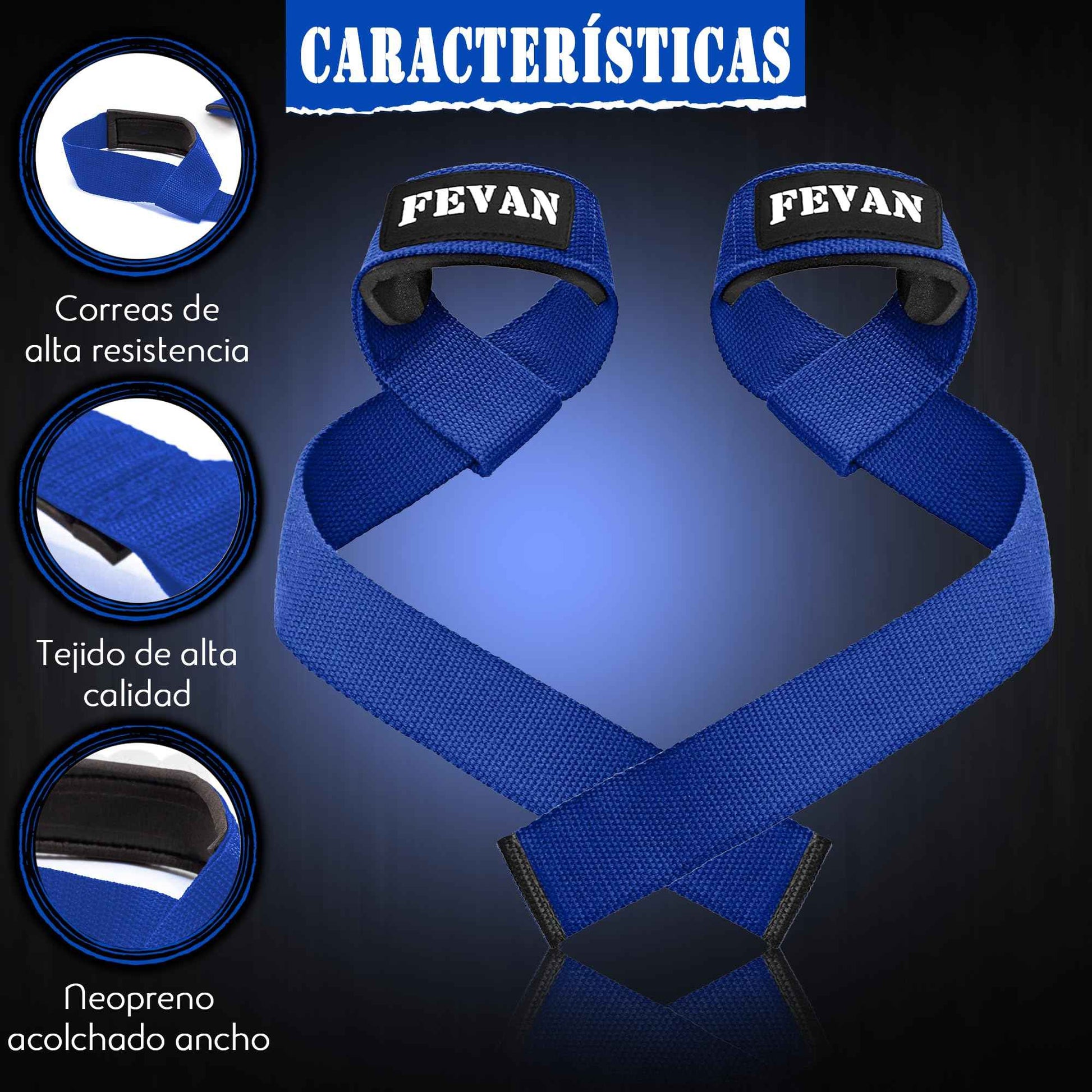 FEVAN Straps Gym - Levantamiento de Pesas - Correas Levantamiento de Pesas - Powerlifting - Agarre Gimnasio - Peso Muerto - Lifting Straps para Mujeres y Hombres