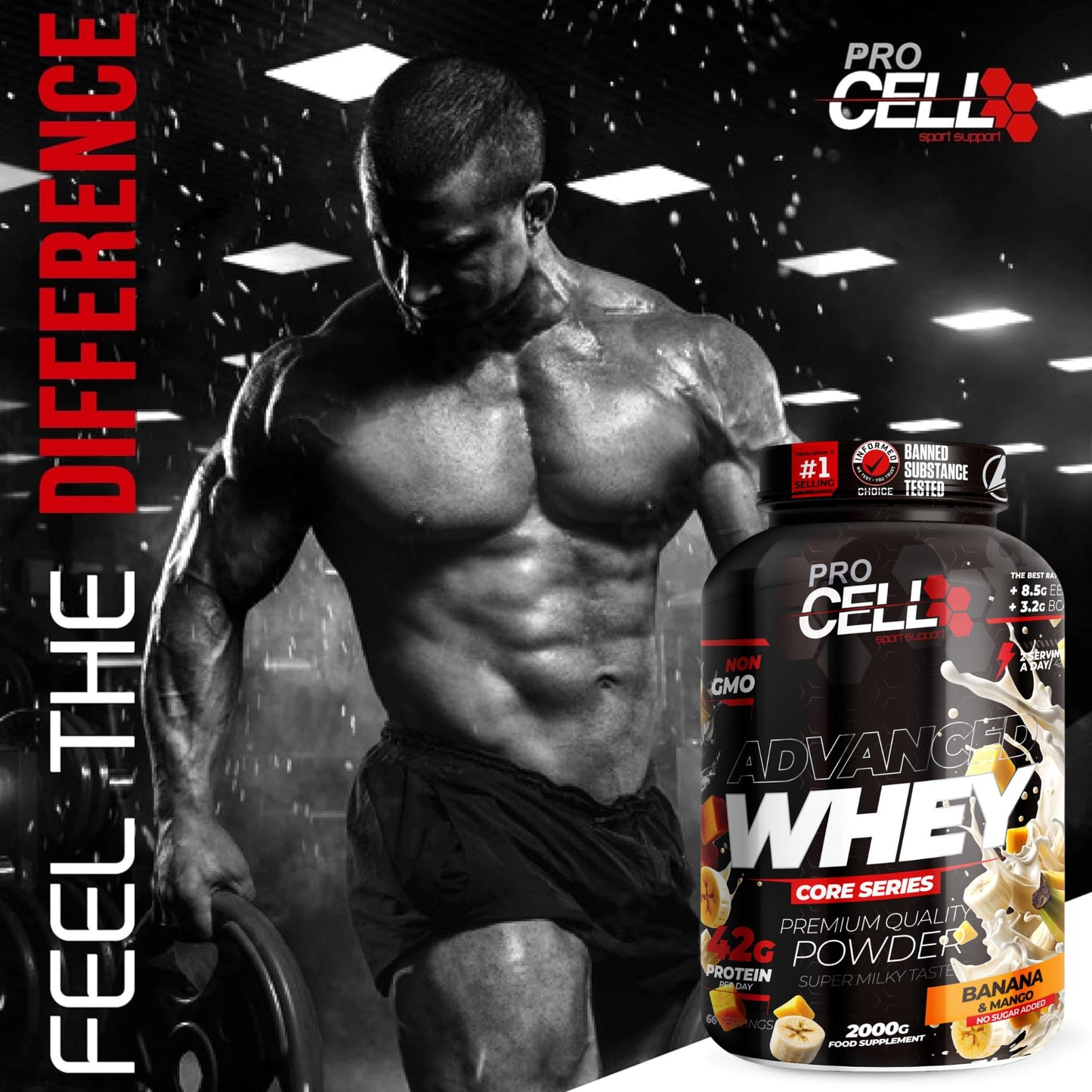 PACK Procell Proteinas Whey Advanced 2kG (White Choco & White Choco rings)+ Batido Monodosis + Shaker "REGALO" Proteina Whey concentrada Gana masa muscular proteina en polvo Batidos de Proteina