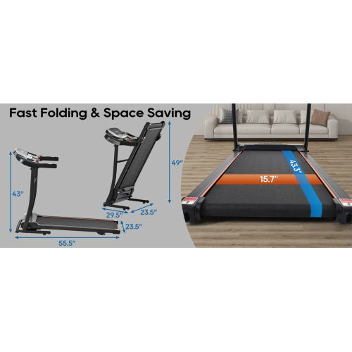 Cinta Correr Plegable Eléctrica 2.5HP - 300lbs Inclinación Gimnasio Casa