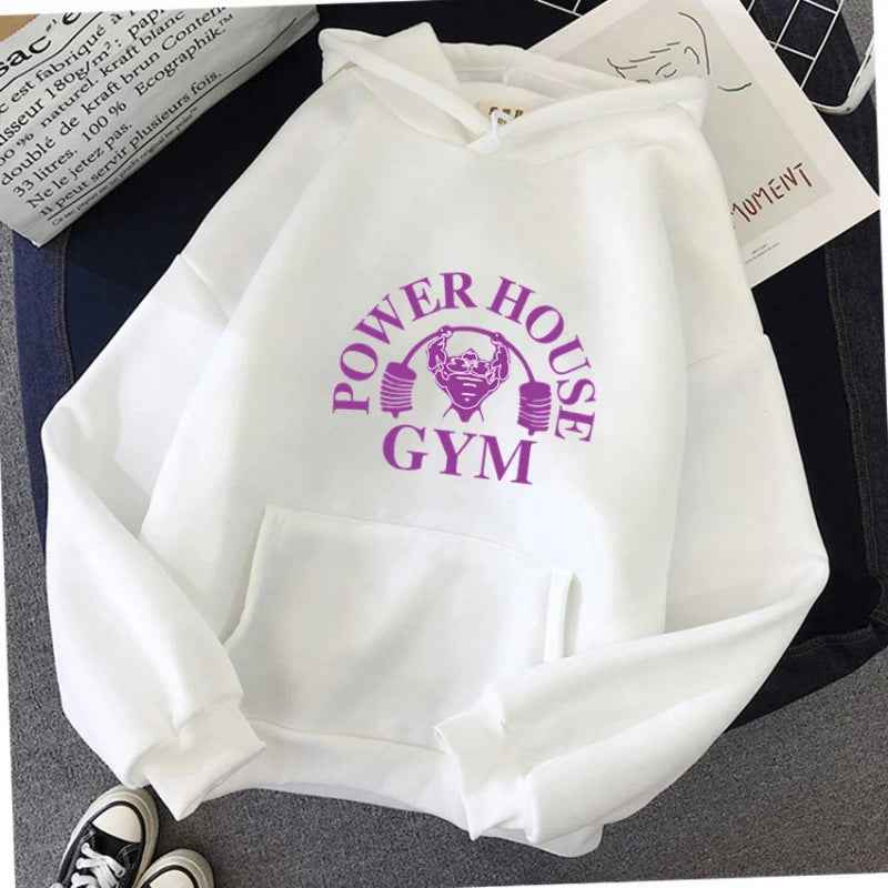 Spring New Cartoon Gym Pattern Printed Hooded Sweatshirt Unisex Long Sleeve Casual Jacket Trendy