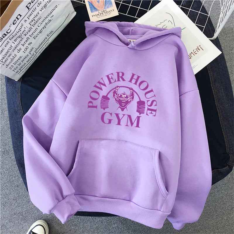 Spring New Cartoon Gym Pattern Printed Hooded Sweatshirt Unisex Long Sleeve Casual Jacket Trendy