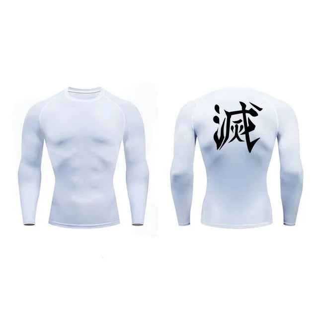Demon Slayer Print Compression Shirts for Men Gym Workout Fitness Undershirts Short Sleeve Quick Dry Athletic Tees T-Shirt Tops