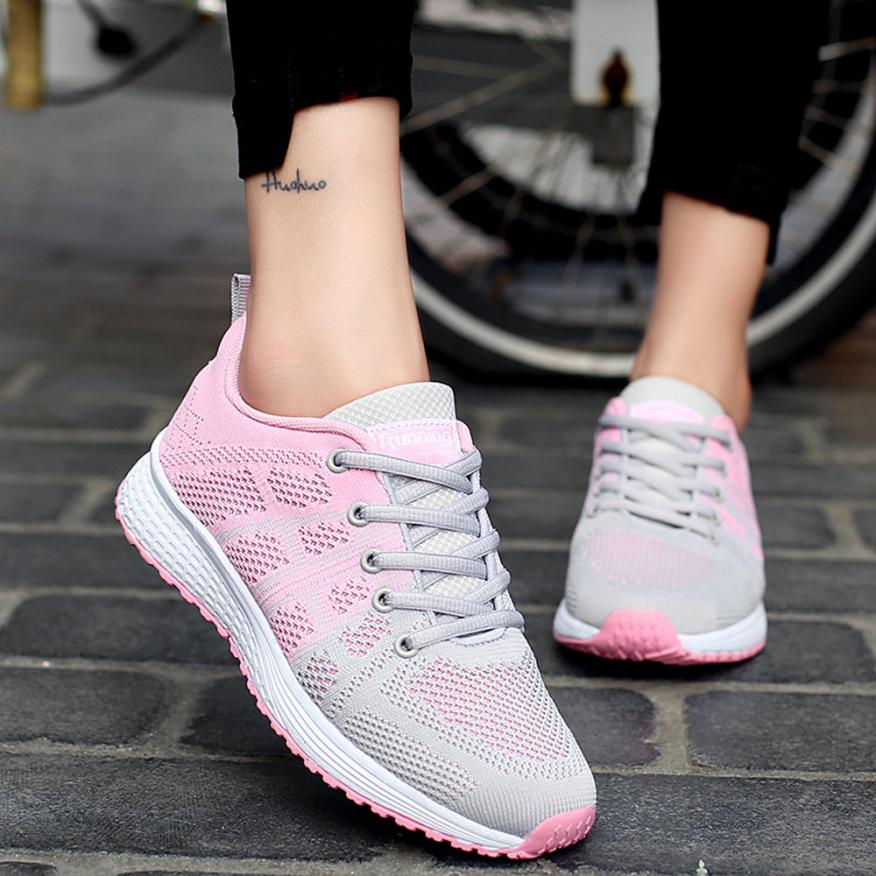 Zapatillas Deportivas Mujer - Malla Transpirable Rosa Acolchadas