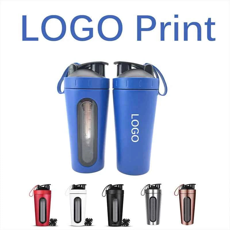 Whey Protein Shaker Sports Bottle Tainless Steel Shaker Bottle Leakproof Gym Nutrition Vacuum Blender Cup Customized