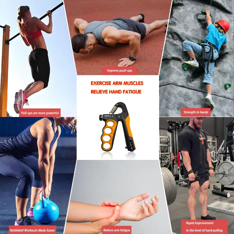 Fortalecedor Agarre Mano 5-100kg - Contador Automático Ajustable Gimnasio